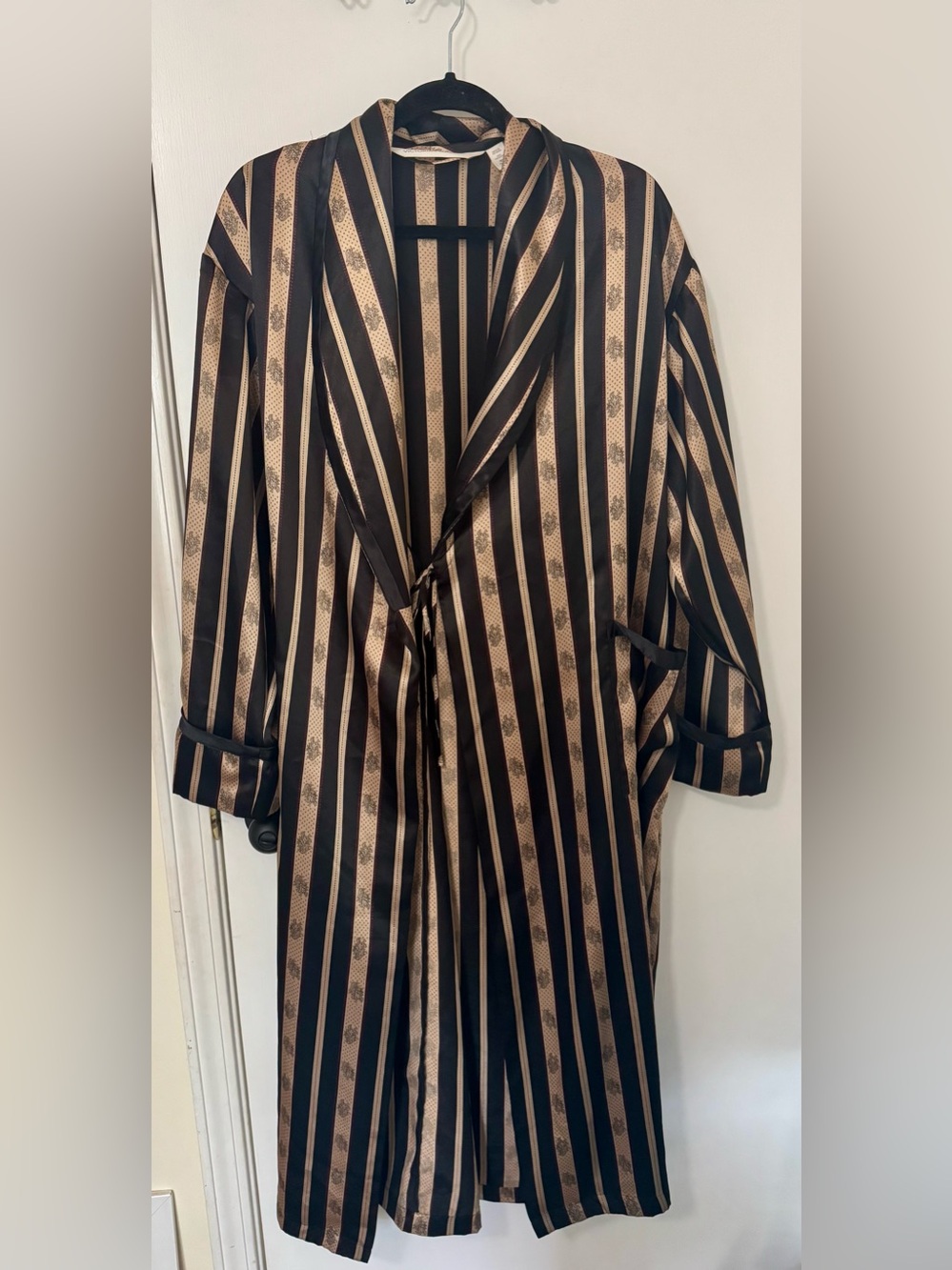 Vintage Victoria's Secret Black and Gold Striped Robe